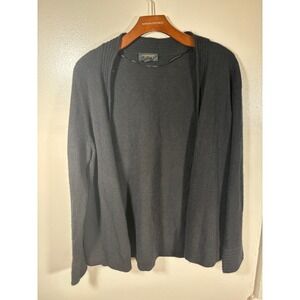 Charter Club Cardigan Women Sz L Black Cashmere Open Front Ribbed Luxury Sweater